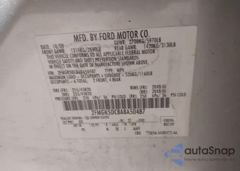 2010 Ford Flex Limited из США, поврежденный, VIN 2FMGK5DC8ABA50487